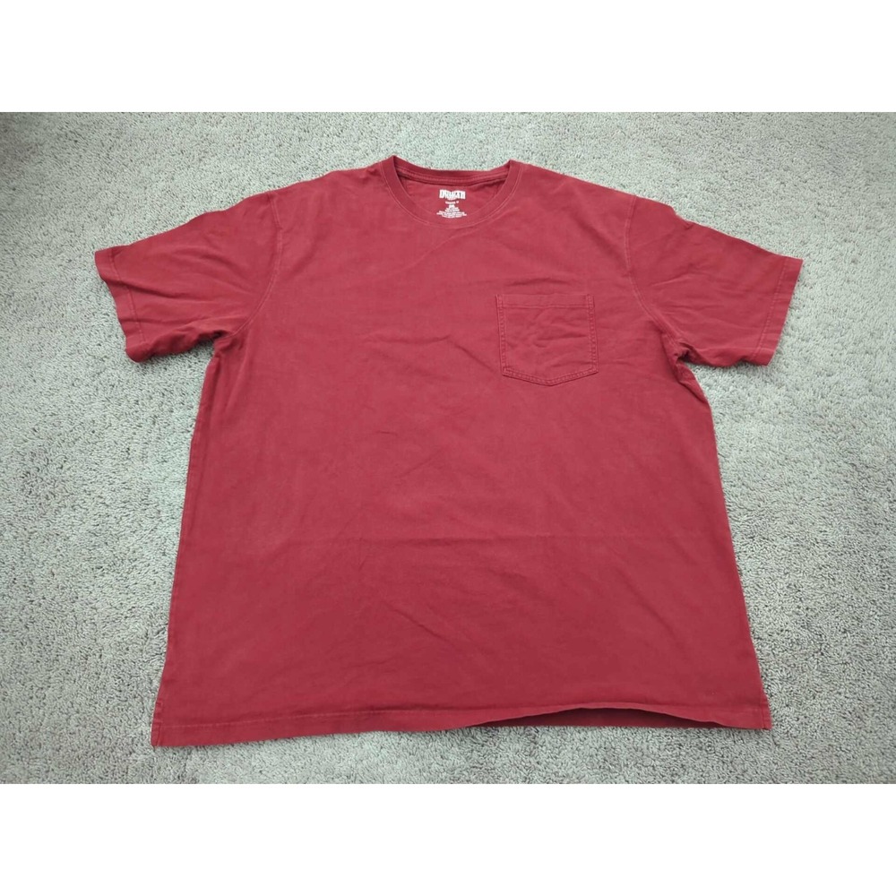 Duluth Trading T Shirt Mens 2XL Red Short Sleeve Chest Pocket Longtail Casual